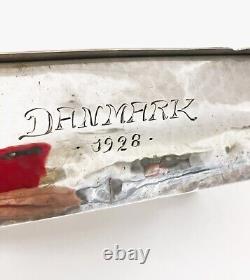 Antique Pewter Danish Dresser Box Hand Hammered Wood Lined Embossed Hallmarked