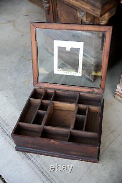 Antique Pharmacy Drug Store Glass Display Case Wood Apothecary Cabinet Vintage