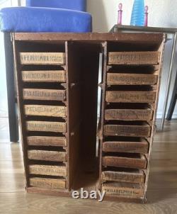 Antique Philadelphia Cream Cheese Cabinet Display Chest Case Wood Box Circa 1930