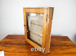 Antique Pine Wooden Ships Key Box Cabinet Glass Front 36 Keys Edinburgh Castle