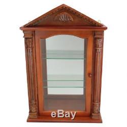 Antique Replica Brown Display Case Essex Hall 24 Hardwood Wall Curio Cabinet