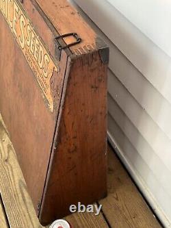 Antique Rice's Seeds Advertising Dovetailed Wood Display Store Case Cabinet