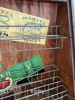 Antique Rice's Seeds Advertising Dovetailed Wood Display Store Case Cabinet