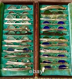 Antique SPECTACLES, EYEGLASSES CASE Collection, Storage, Display 24 SLOTS