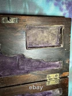 Antique Solid Rosewood Pistol Case French Fitted Deringer Pocket Gun Empty Box