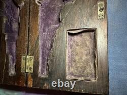 Antique Solid Rosewood Pistol Case French Fitted Deringer Pocket Gun Empty Box