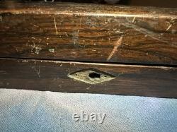 Antique Solid Rosewood Pistol Case French Fitted Deringer Pocket Gun Empty Box