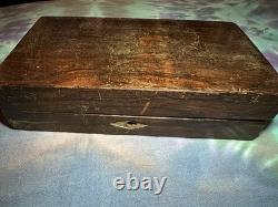 Antique Solid Rosewood Pistol Case French Fitted Deringer Pocket Gun Empty Box