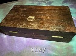Antique Solid Rosewood Pistol Case French Fitted Deringer Pocket Gun Empty Box