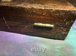 Antique Solid Rosewood Pistol Case French Fitted Deringer Pocket Gun Empty Box