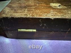 Antique Solid Rosewood Pistol Case French Fitted Deringer Pocket Gun Empty Box