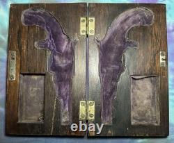 Antique Solid Rosewood Pistol Case French Fitted Deringer Pocket Gun Empty Box