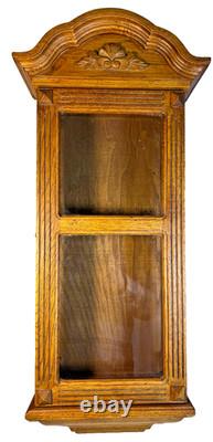 Antique Solid Wood Wooden Wall Display Case Glass Door Cabinet 25 Tall Hanging