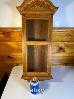 Antique Solid Wood Wooden Wall Display Case Glass Door Cabinet 25 Tall Hanging