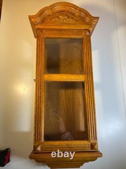 Antique Solid Wood Wooden Wall Display Case Glass Door Cabinet 25 Tall Hanging