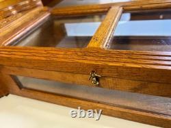 Antique Solid Wood Wooden Wall Display Case Glass Door Cabinet 25 Tall Hanging