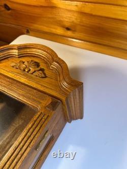 Antique Solid Wood Wooden Wall Display Case Glass Door Cabinet 25 Tall Hanging