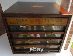 Antique Star Threads RARE 5 DRAWER Wood Thread Cabinet Display