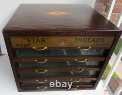 Antique Star Threads RARE 5 DRAWER Wood Thread Cabinet Display