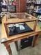 Antique Store Counter Display Case Glass Wood Felt Lined Sliding Glass Doors