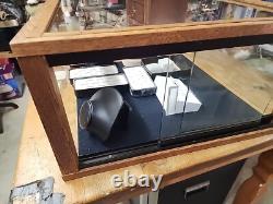 Antique Store Counter Display Case Glass Wood Felt Lined Sliding Glass Doors