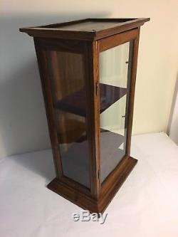 Antique Store Display Showcase Oak Wood Glass Multi Shelves