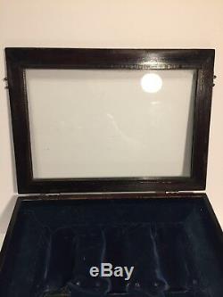 Antique Store Display Showcase /Slanted Glass/Wood With Valor Interior