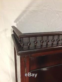 Antique Store Display Showcase Wood Brass Brackets /Glass Shelve