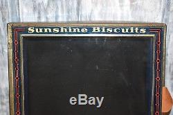 Antique Sunshine Biscuit Tin General Store Display Case Wood Box Base 1930's