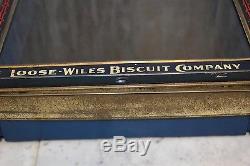 Antique Sunshine Biscuit Tin General Store Display Case Wood Box Base 1930's