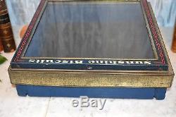 Antique Sunshine Biscuit Tin General Store Display Case Wood Box Base 1930's