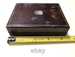 Antique Victorian Brown Wooden Wood Pocket Watch Jewelry Box Push Button