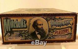 Antique Victorian Medical Store Display Wood Box Mitchell's Plasters Lowell