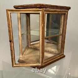 Antique Victorian Mirrored Wood And Glass Wal Curio Display Case