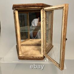 Antique Victorian Mirrored Wood And Glass Wal Curio Display Case