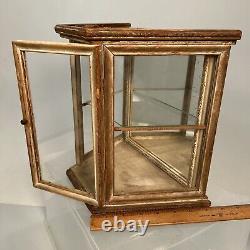 Antique Victorian Mirrored Wood And Glass Wal Curio Display Case