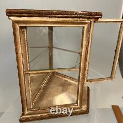 Antique Victorian Mirrored Wood And Glass Wal Curio Display Case