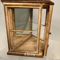 Antique Victorian Mirrored Wood And Glass Wal Curio Display Case