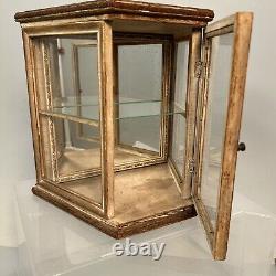 Antique Victorian Mirrored Wood And Glass Wal Curio Display Case