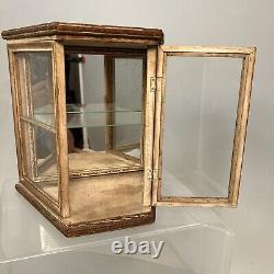 Antique Victorian Mirrored Wood And Glass Wal Curio Display Case
