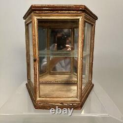 Antique Victorian Mirrored Wood And Glass Wal Curio Display Case