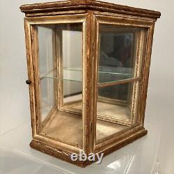 Antique Victorian Mirrored Wood And Glass Wal Curio Display Case