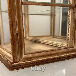 Antique Victorian Mirrored Wood And Glass Wal Curio Display Case