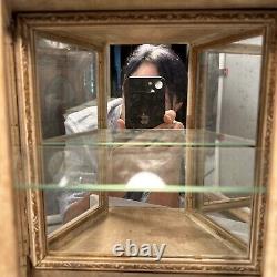 Antique Victorian Mirrored Wood And Glass Wal Curio Display Case