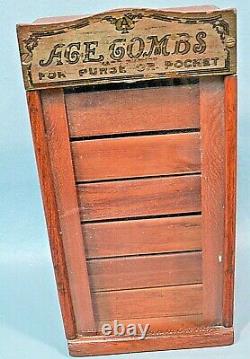 Antique/Vintage ACE COMBS Store Display Case-Wood/Glass/Drawers Barber HairDress