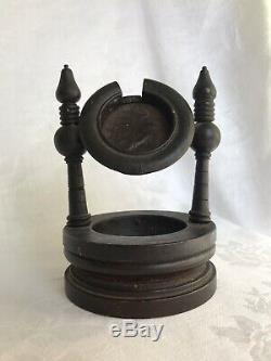 Antique Vintage Pocket Watch Holder Wood Case Display Stand Base Tray Victorian