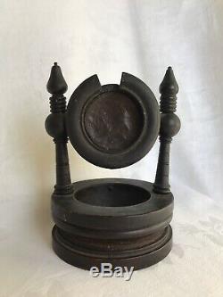 Antique Vintage Pocket Watch Holder Wood Case Display Stand Base Tray Victorian