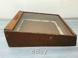Antique Vintage Squire Cigars Advertising Display Glass Wood Countertop Case CS6
