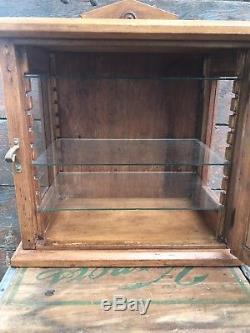 Antique Vtg Barber Salon Medical Sterilizer Wood Display Cabinet with 3 Shelves