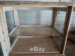 Antique WILDROOT TONIC SHAMPOO Wood & Glass Barber Shop, Store Display Cabinet
